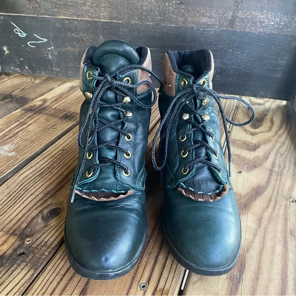 Laredo Boots Woman’s 9 Vintage Western Leather Boots blue & Brown Ankle Booties